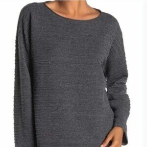 Eileen Fisher Boxy Gray Boat Neck Lightweight Sweater Women's Small